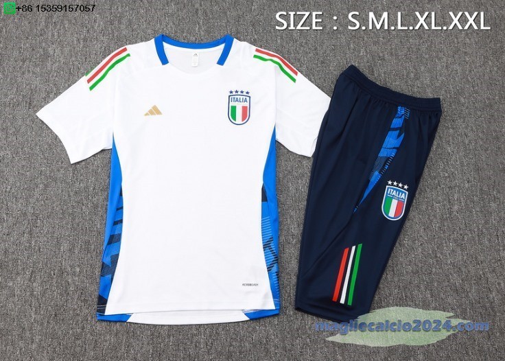 Formazione Set Completo Italia 2024 Bianco Blu Navy Poco Prezzo