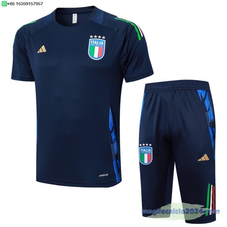Formazione Set Completo Italia 2024 Blu Navy Poco Prezzo