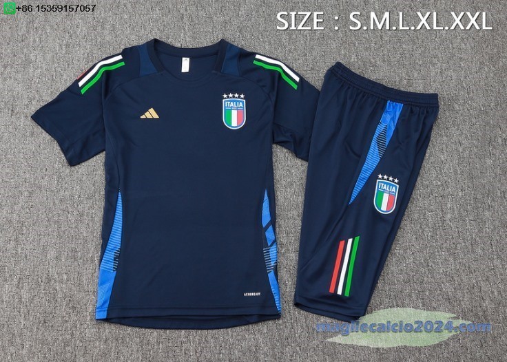 Formazione Set Completo Italia 2024 Blu Navy Poco Prezzo