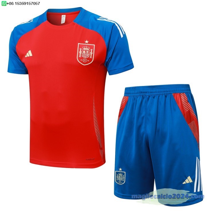Formazione Set Completo Spagna 2024 Blu Rosso Poco Prezzo