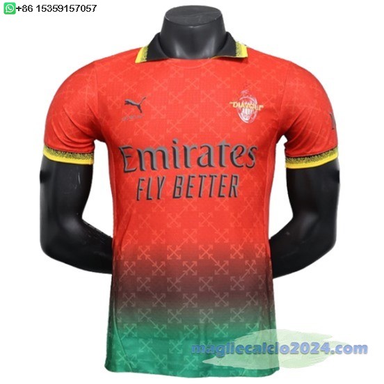 Fourth Giocatori Maglia AC Milan 2024 2025 Rosso Verde Poco Prezzo