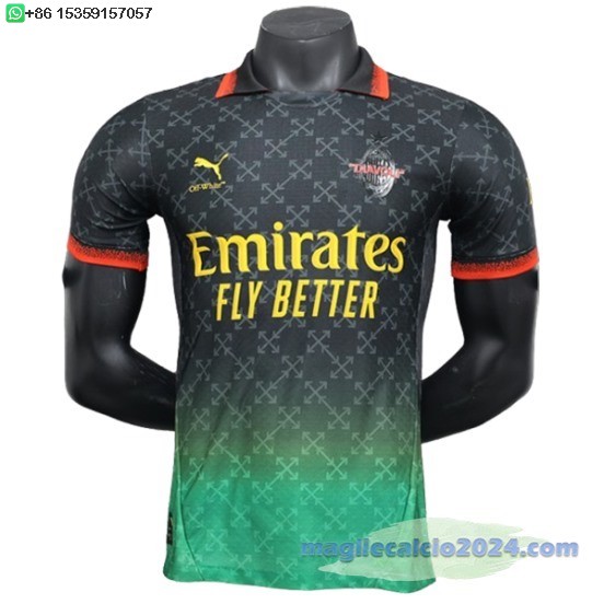 Fourth Giocatori Maglia AC Milan 2024 2025 Verde Nero Poco Prezzo