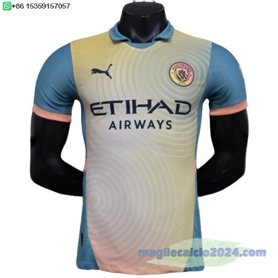 Fourth Giocatori Maglia Manchester City 2024 2025 Giallo Poco Prezzo
