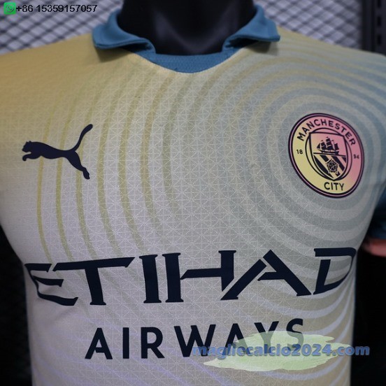 Fourth Giocatori Maglia Manchester City 2024 2025 Giallo Poco Prezzo