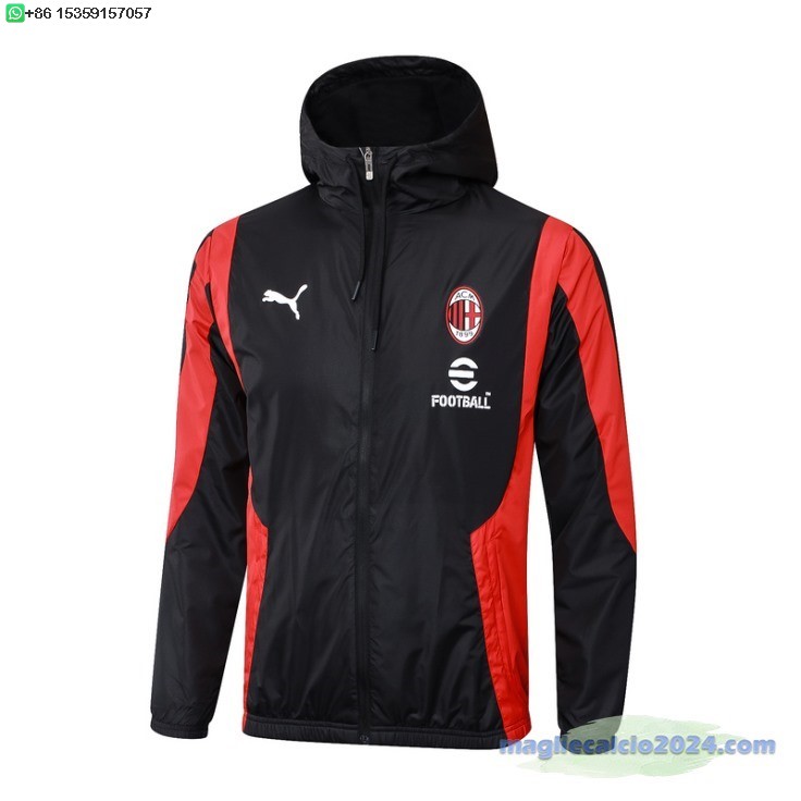 Giacca a vento AC Milan 2024 2025 Nero Rosso Poco Prezzo