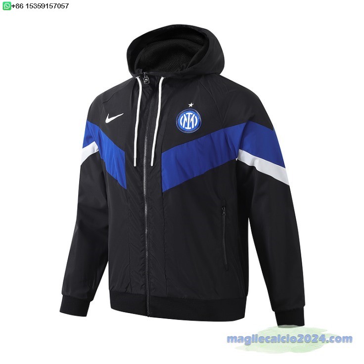 Giacca a vento Inter Milan 2024 2025 Blu Nero Poco Prezzo