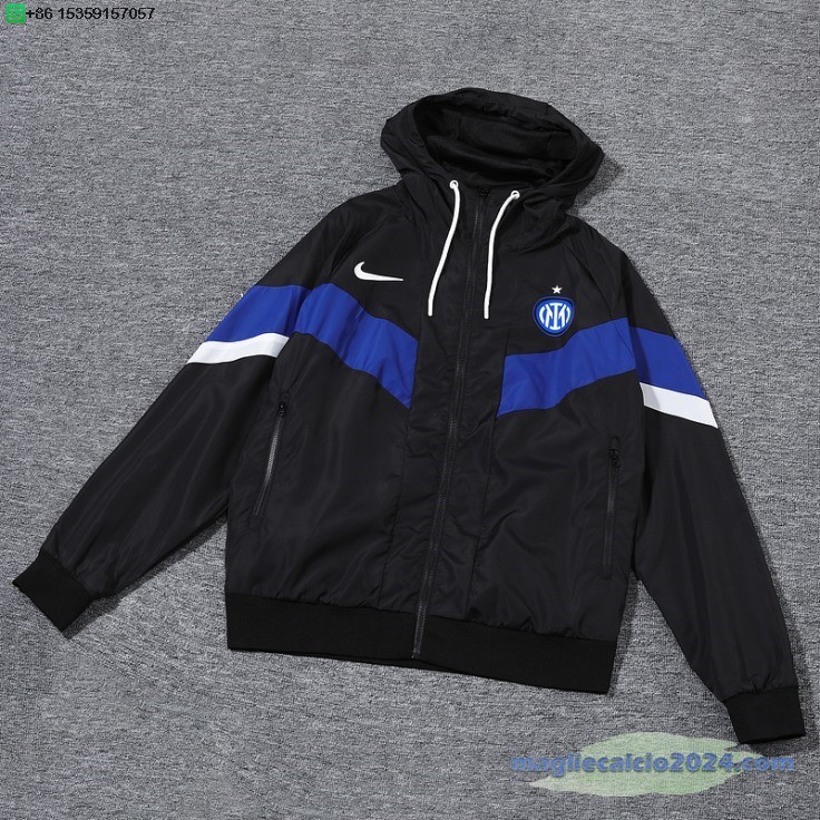 Giacca a vento Inter Milan 2024 2025 Blu Nero Poco Prezzo