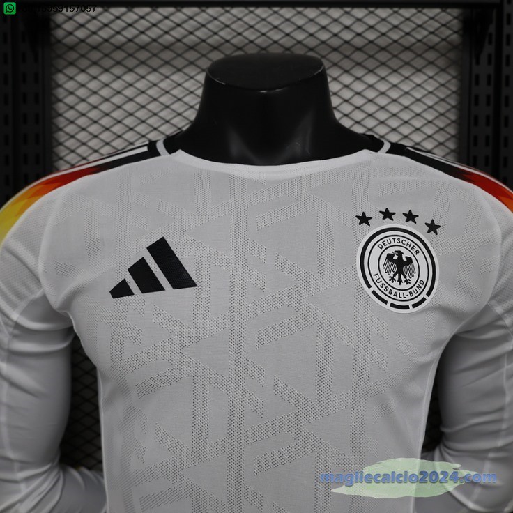 Giocatori Home Manica lunga Germania 2024 Bianco Poco Prezzo