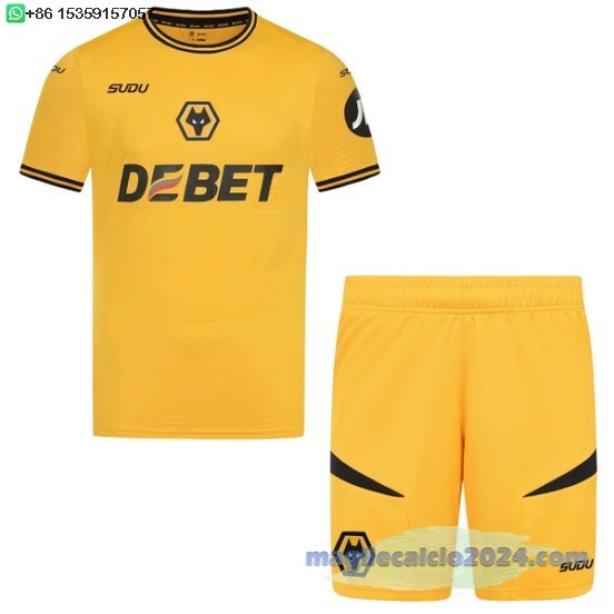 Home Conjunto De Bambino Wolves 2024 2025 Giallo Poco Prezzo