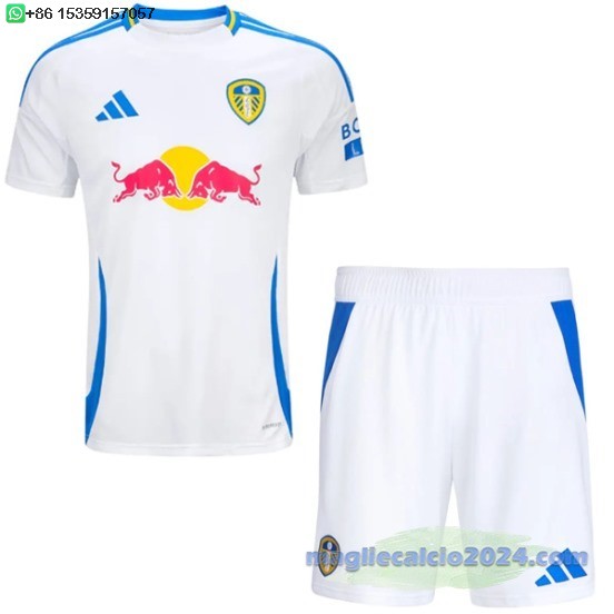 Home Maglia Conjunto De Bambino Leeds United 2024 2025 Bianco Poco Prezzo