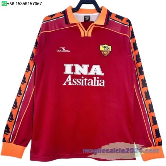 Home Maglia Manica lunga As Roma Retro 1998 1999 Poco Prezzo