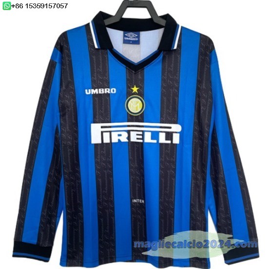 Home Manica lunga Inter Milán Retro 1997 1998 Poco Prezzo