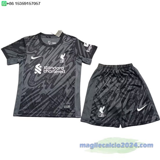 Portiere Conjunto De Bambino Liverpool 2024 2025 Nero Poco Prezzo