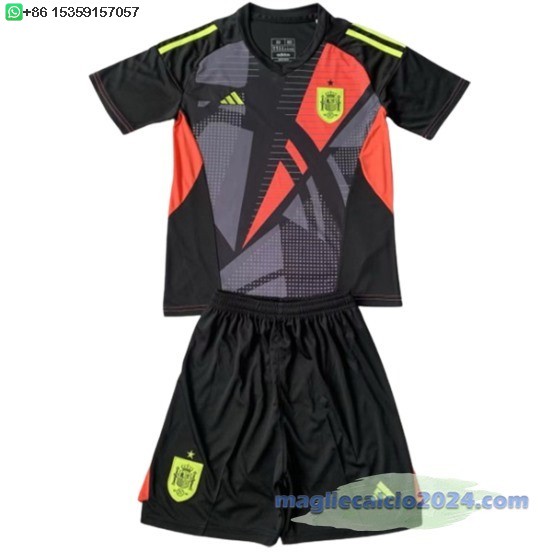 Portiere Conjunto De Bambino Spagna 2024 Nero Poco Prezzo