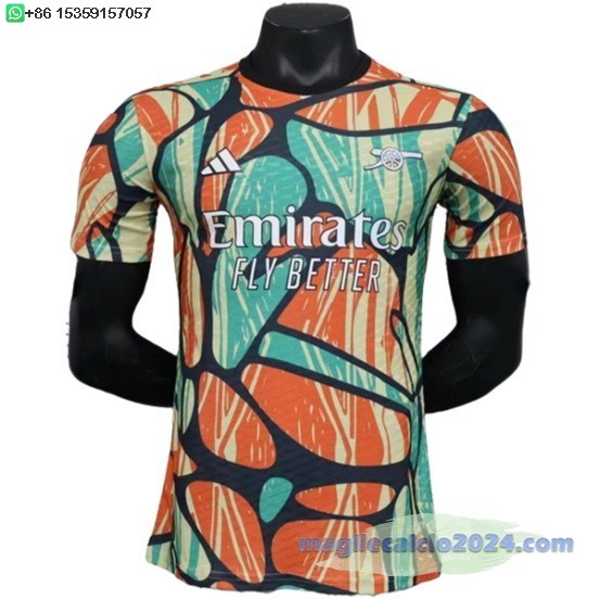 Previo al partido Giocatori Maglia Arsenal 2024 2025 Arancione Poco Prezzo