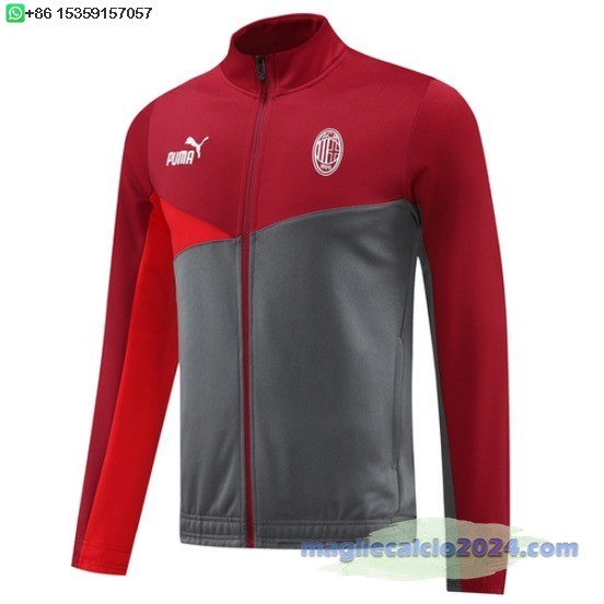 Ropa Deportiva Con Cremallera Larga AC Milan 2024 2025 Rosso Grigio Poco Prezzo