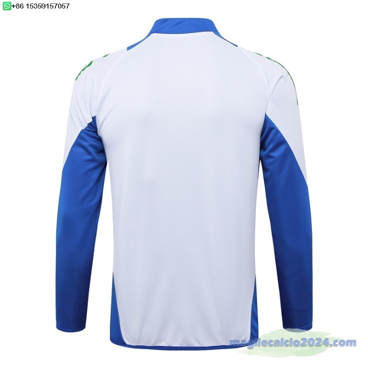 Ropa Deportiva Con Cremallera Larga Italia 2024 Bianco Blu Poco Prezzo