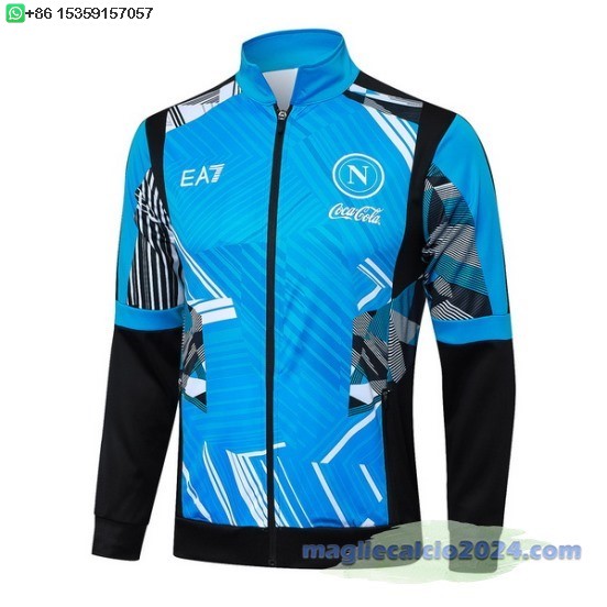 Ropa Deportiva Con Cremallera Larga Napoli 2024 2025 Blu Poco Prezzo