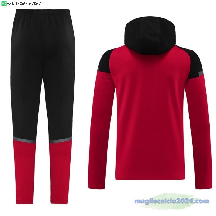 Set Completo Chaqueta Con Capucha AC Milan 2024 2025 Nero Rosso Poco Prezzo