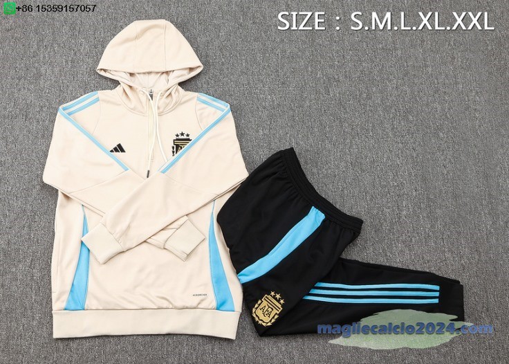 Set Completo Chaqueta Con Capucha Argentina 2024 Giallo Nero Poco Prezzo