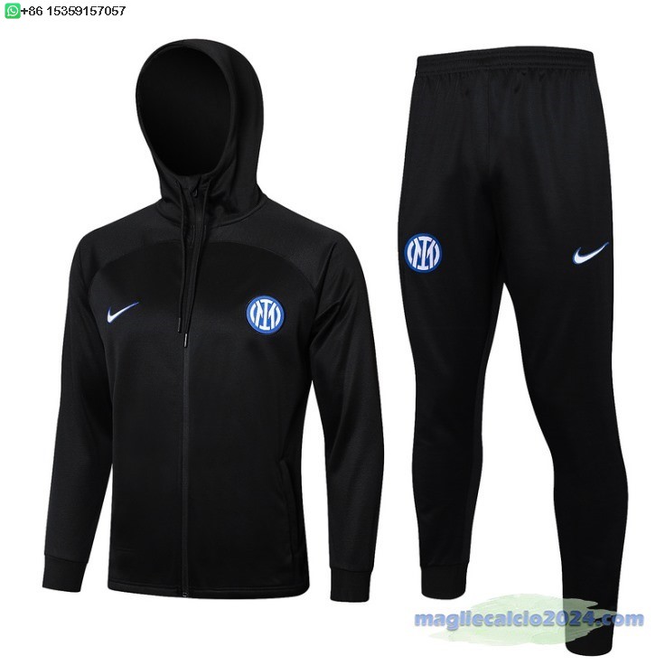 Set Completo Chaqueta Con Capucha Bambino Inter Milán 2024 2025 Nero Poco Prezzo