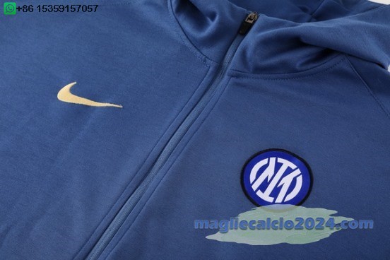 Set Completo Chaqueta Con Capucha Inter Milan 2024 2025 Blu Luce Poco Prezzo
