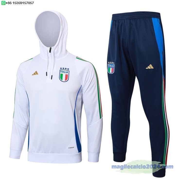 Set Completo Chaqueta Con Capucha Italia 2024 Bianco Poco Prezzo