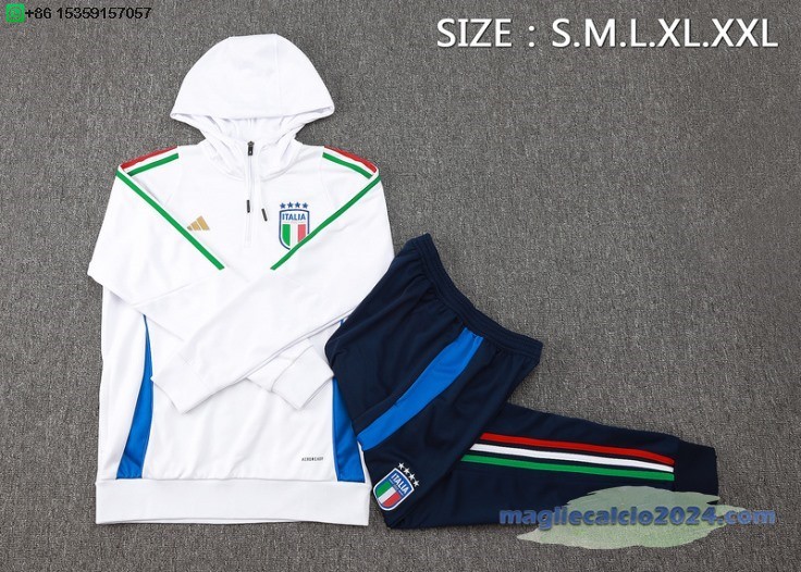 Set Completo Chaqueta Con Capucha Italia 2024 Bianco Poco Prezzo