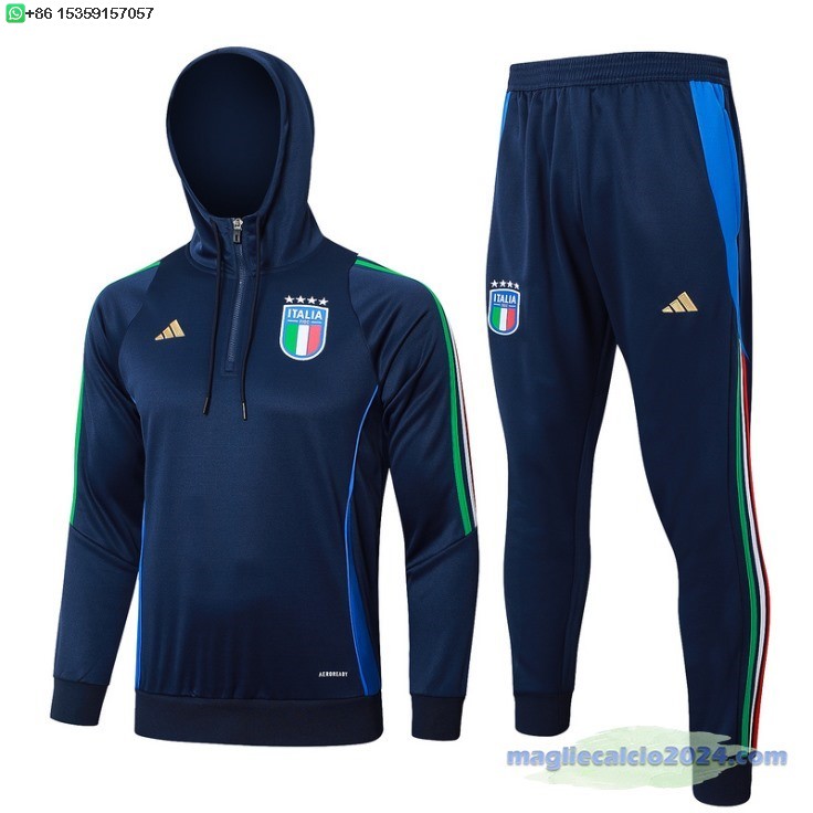 Set Completo Chaqueta Con Capucha Italia 2024 Blu Navy Poco Prezzo