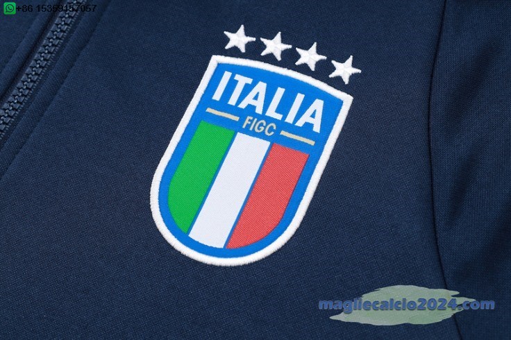 Set Completo Chaqueta Con Capucha Italia 2024 Blu Navy Poco Prezzo