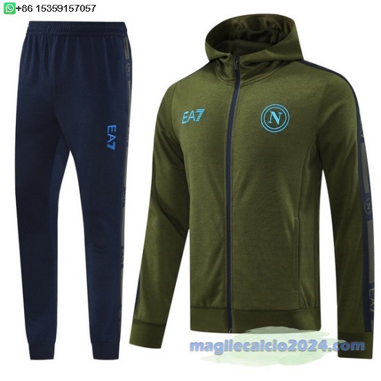 Set Completo Chaqueta Con Capucha Napoli 2024 2025 Blu Verde Poco Prezzo