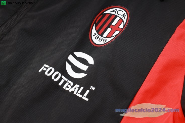 Set Completo Giacca a vento AC Milan 2024 2025 Nero Rosso Poco Prezzo