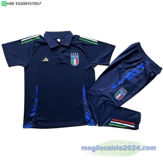 Set Completo Polo Italia 2024 Blu Navy Poco Prezzo