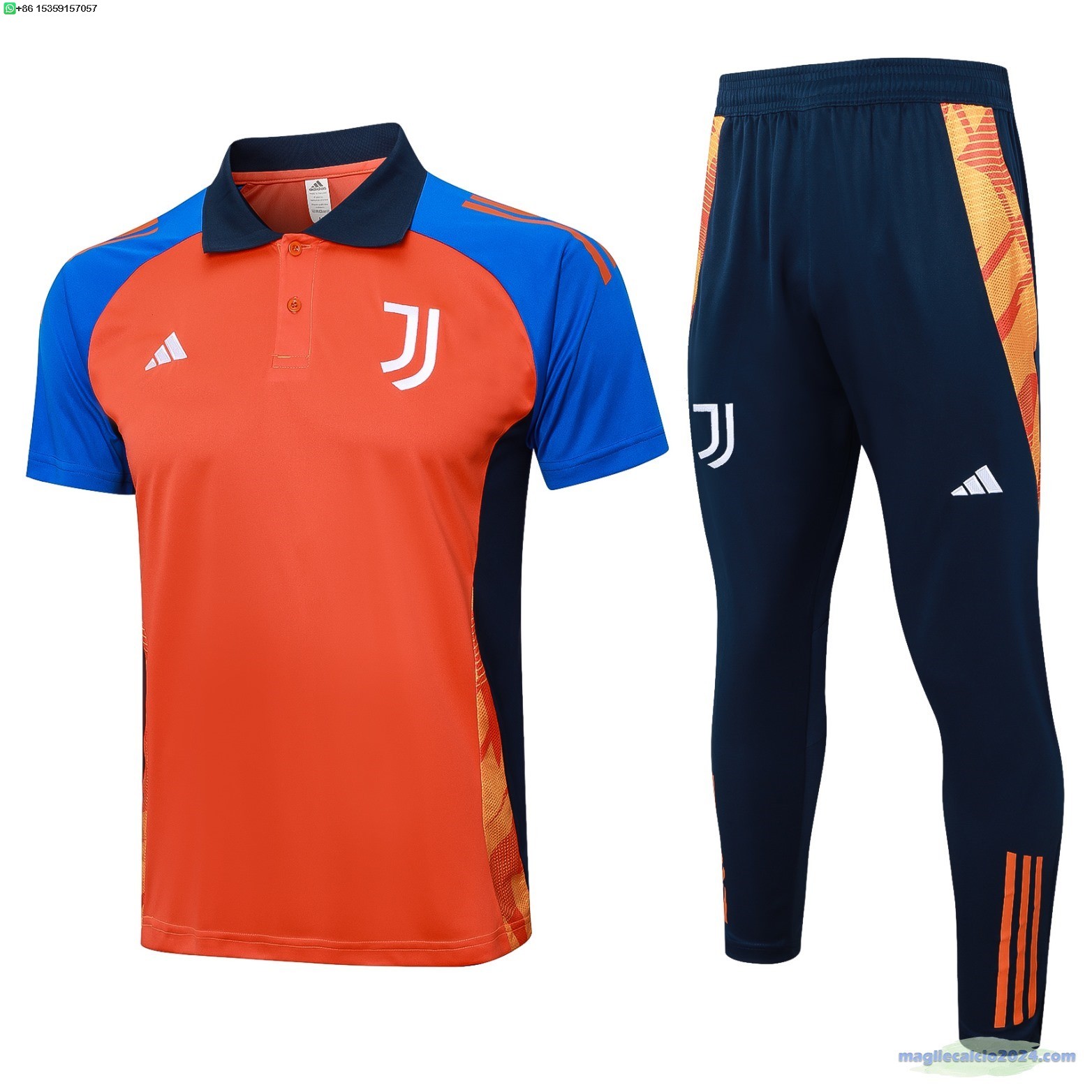 Set Completo Polo Juventus 2024 2025 Arancione Blu Navy Poco Prezzo
