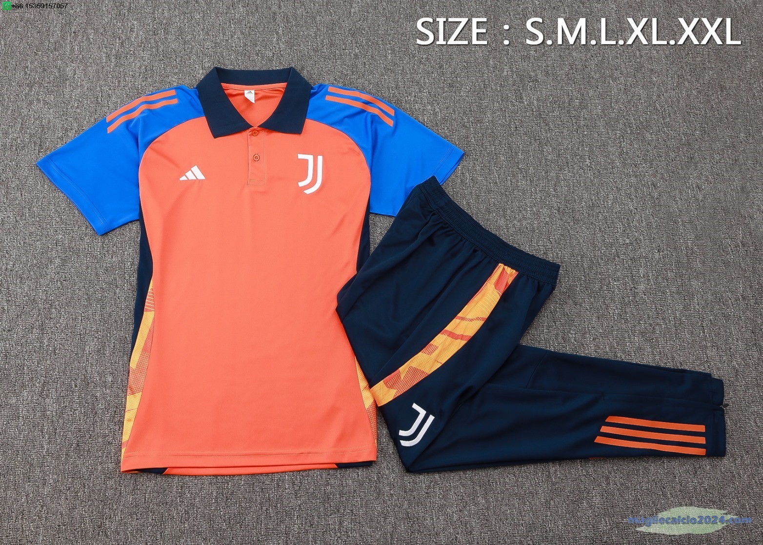 Set Completo Polo Juventus 2024 2025 Arancione Blu Navy Poco Prezzo