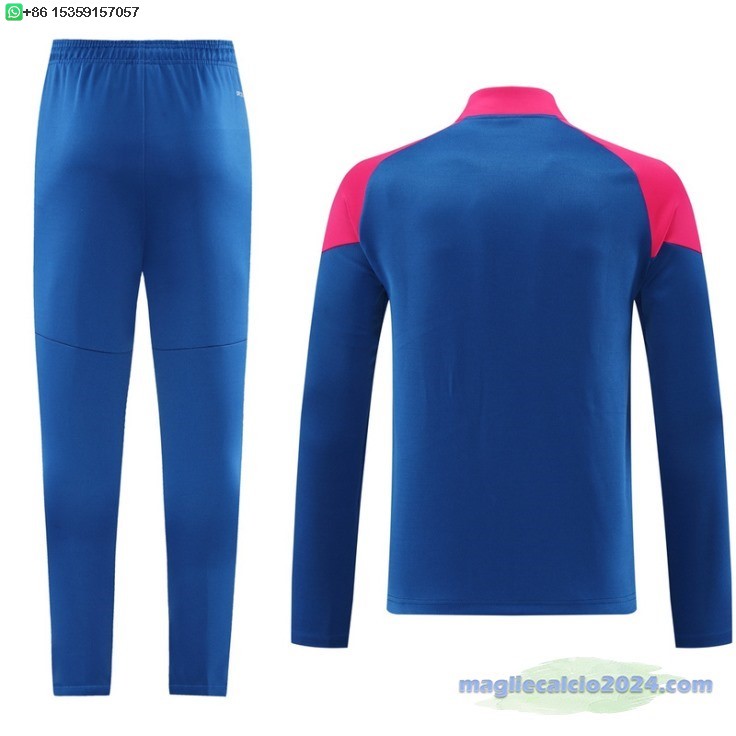 Set Completo Ropa Deportiva Con Cremallera Larga AC Milan 2024 2025 Blu Rosa Poco Prezzo