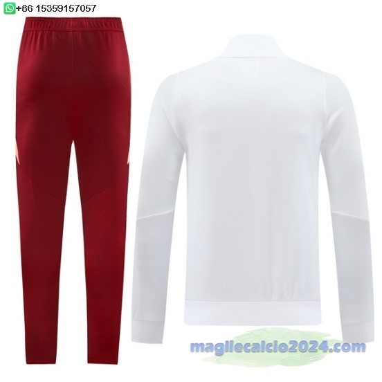 Set Completo Ropa Deportiva Con Cremallera Larga AS Roma 2024 2025 Rosso Bianco Poco Prezzo