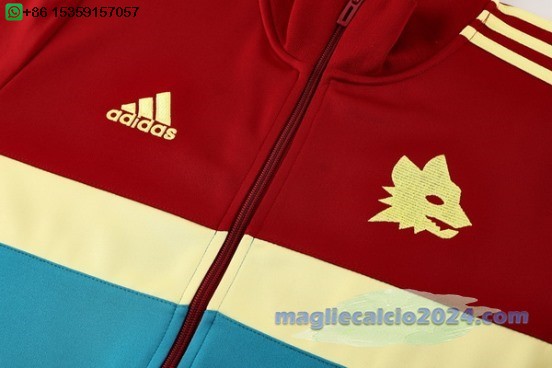 Set Completo Ropa Deportiva Con Cremallera Larga AS Roma 2024 2025 Rosso Poco Prezzo