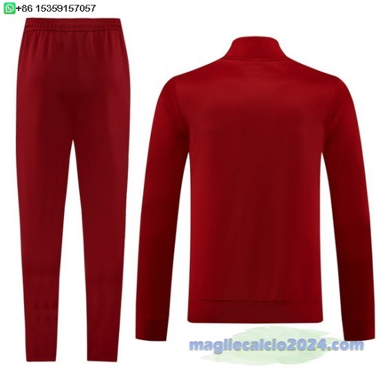 Set Completo Ropa Deportiva Con Cremallera Larga AS Roma 2024 2025 Rosso Poco Prezzo