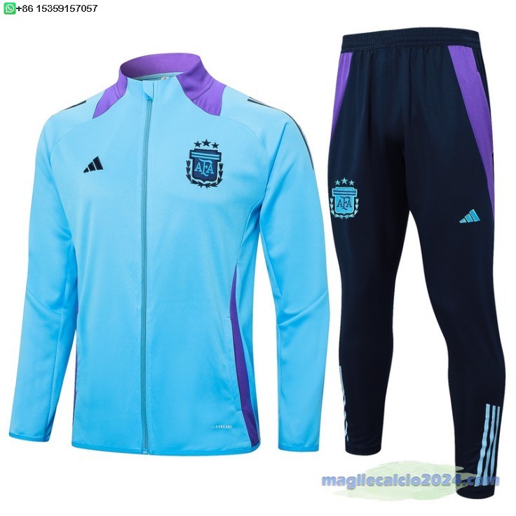 Set Completo Ropa Deportiva Con Cremallera Larga Argentina 2024 Blu Purpureo Nero Poco Prezzo