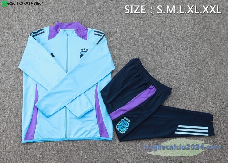 Set Completo Ropa Deportiva Con Cremallera Larga Argentina 2024 Blu Purpureo Nero Poco Prezzo