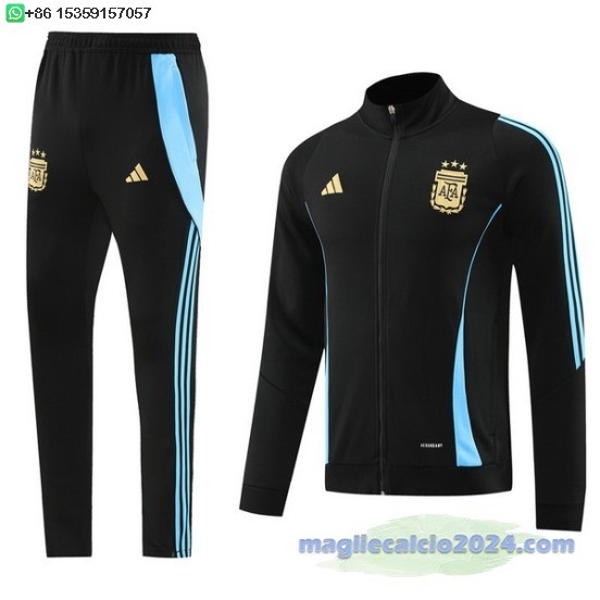 Set Completo Ropa Deportiva Con Cremallera Larga Argentina 2024 Nero Blu Poco Prezzo