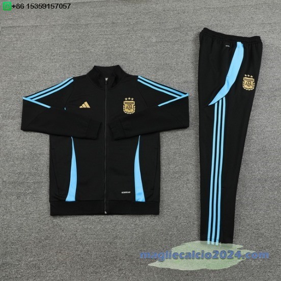 Set Completo Ropa Deportiva Con Cremallera Larga Argentina 2024 Nero Blu Poco Prezzo