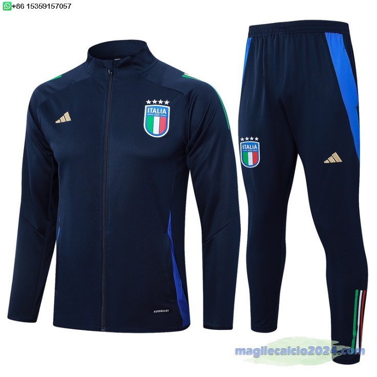 Set Completo Ropa Deportiva Con Cremallera Larga Bambino Italia 2024 Blu I Navy Poco Prezzo