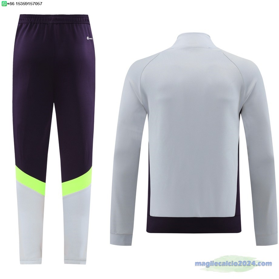Set Completo Ropa Deportiva Con Cremallera Larga Bayern Múnich 2023 2024 Grigio Purpureo Poco Prezzo
