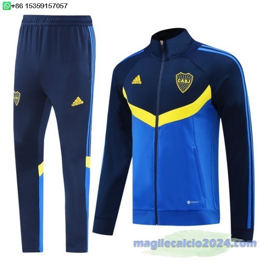 Set Completo Ropa Deportiva Con Cremallera Larga Boca Juniors 2024 2025 Blu Giallo Poco Prezzo