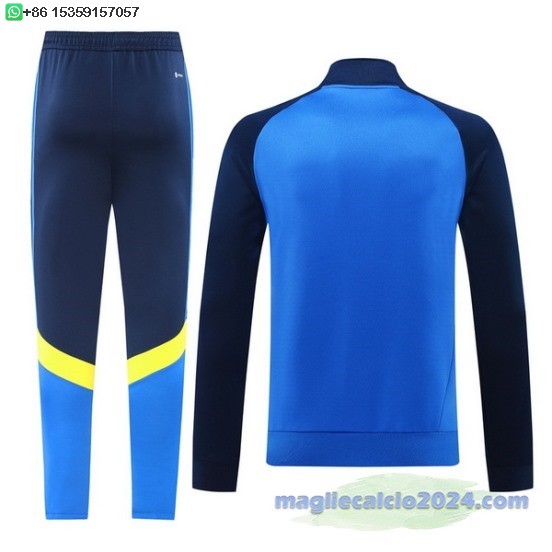 Set Completo Ropa Deportiva Con Cremallera Larga Boca Juniors 2024 2025 Blu Giallo Poco Prezzo