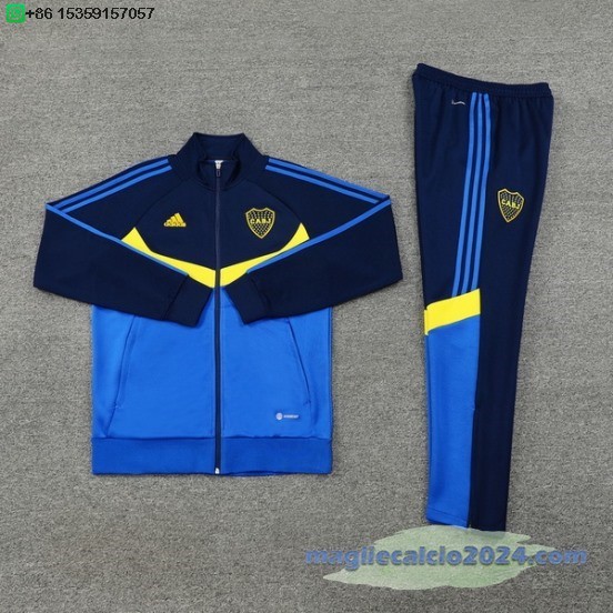 Set Completo Ropa Deportiva Con Cremallera Larga Boca Juniors 2024 2025 Blu Giallo Poco Prezzo