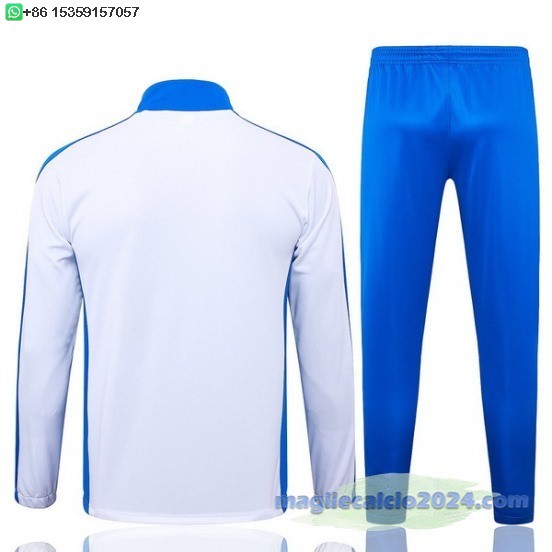 Set Completo Ropa Deportiva Con Cremallera Larga Brasilee 2024 Bianco Blu Poco Prezzo