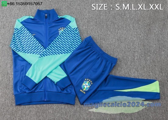 Set Completo Ropa Deportiva Con Cremallera Larga Brasilee 2024 Blu Poco Prezzo